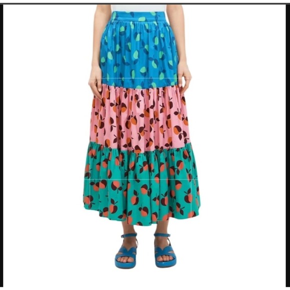 NEVER WORN Kate Spade Color block Apple MIDI Skirt fruit garden farmer market - Picture 2 of 7